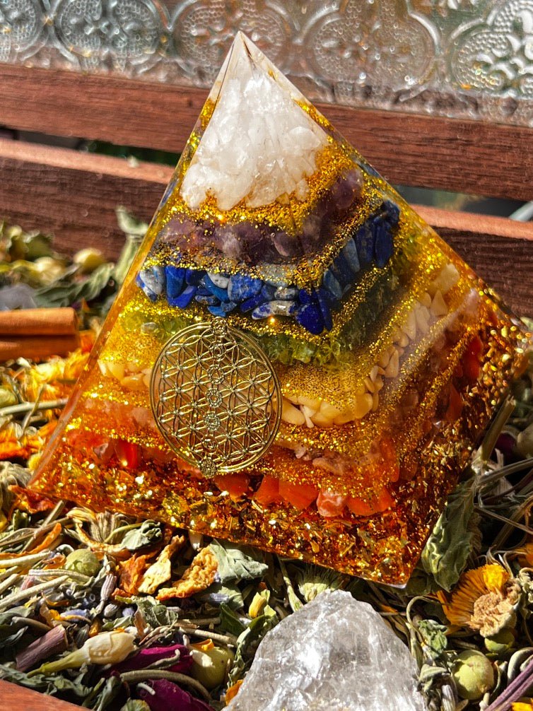 7 - Chakra Crystal Pyramid | Full - Spectrum Energy Alignment · Feng Shui Harmony - GEM Spirit - sk - 03 - 7 Chakra Stones - 7 - Chakra - 7 - Chakra Healing Pyramid