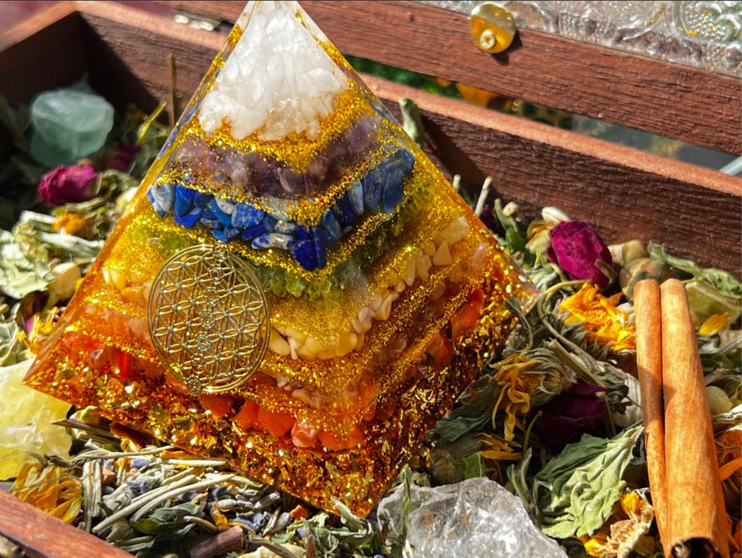 7 - Chakra Crystal Pyramid | Full - Spectrum Energy Alignment · Feng Shui Harmony - GEM Spirit - sk - 03 - 7 Chakra Stones - 7 - Chakra - 7 - Chakra Healing Pyramid