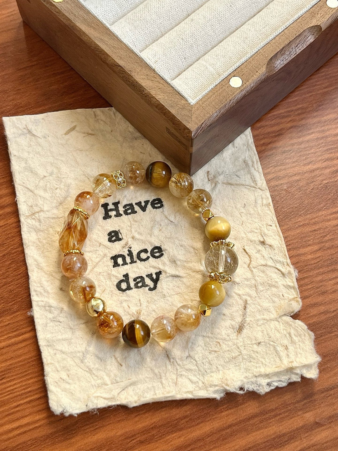 "Abundant Energy" Bracelet – Golden Rutilated Quartz, Citrine & Tiger’s Eye(9 - 10 - 12mm) - GEM Spirit - 110078 - BRACELETS - Citrine - CRYSTALS