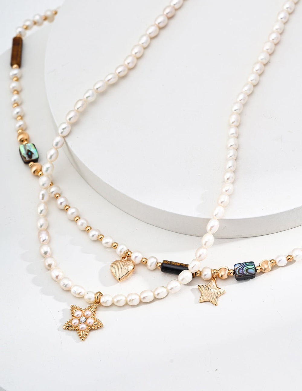 Celestial Harmony: S925 Silver Pearl, Tiger’s Eye & Abalone Shell Necklace – Balance & Brilliance - GEM Spirit - D0591 - 2 - CRYSTALS - five elements energy - Five Elements Energy - earth