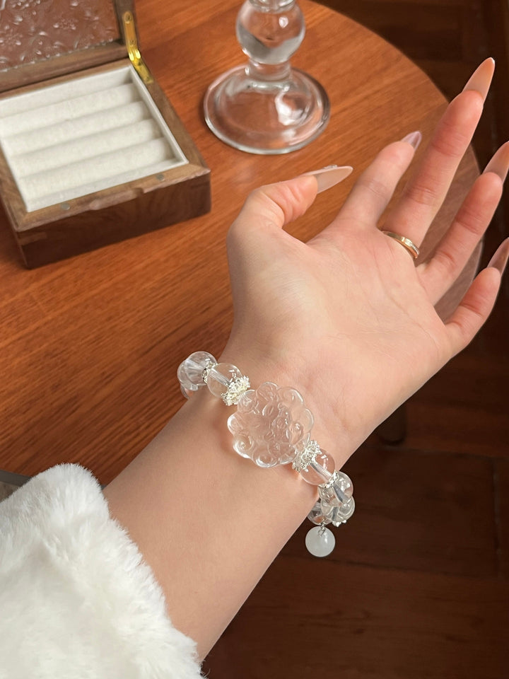 Divine Clarity: White Crystal Pixiu Bracelet for Wealth & Protection - GEM Spirit - 110090 - BRACELETS - Clear Quartz - CRYSTALS