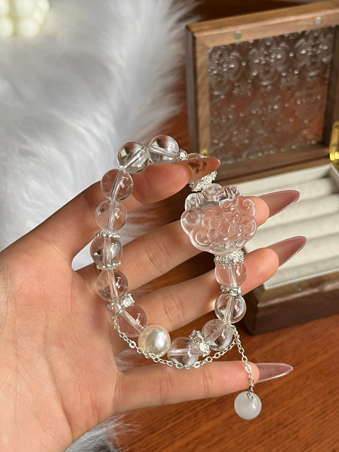 Divine Clarity: White Crystal Pixiu Bracelet for Wealth & Protection - GEM Spirit - 110090 - BRACELETS - Clear Quartz - CRYSTALS