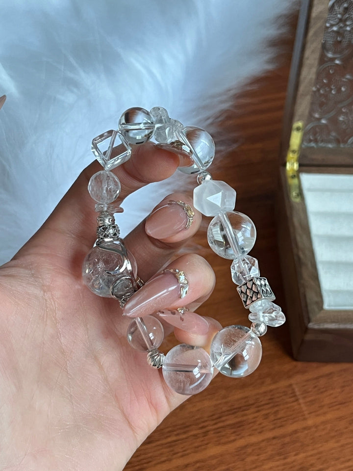 Divine Clarity: White Quartz Feng Shui Bracelet for Purity & Power - GEM Spirit - 110086 - BRACELETS - Clear Quartz - CRYSTALS