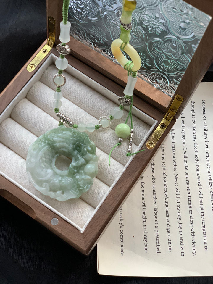 "Dreamscape Harmony" Jade Pendant – Tranquility, Wisdom & Prosperity - GEM Spirit - 107028 - five elements energy - Five Elements Energy - earth - Five Elements Energy - Wood