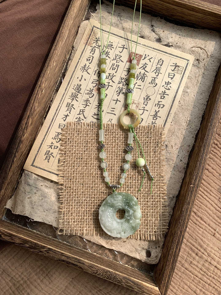 "Dreamscape Harmony" Jade Pendant – Tranquility, Wisdom & Prosperity - GEM Spirit - 107028 - five elements energy - Five Elements Energy - earth - Five Elements Energy - Wood