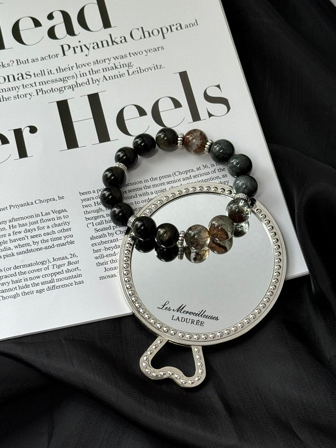 "Four Seasons Phantom Wealth Bracelet" – Golden Obsidian & Hawk’s Eye (12 - 13mm Beads) - GEM Spirit - 109443 - BRACELETS - CRYSTALS - five elements energy