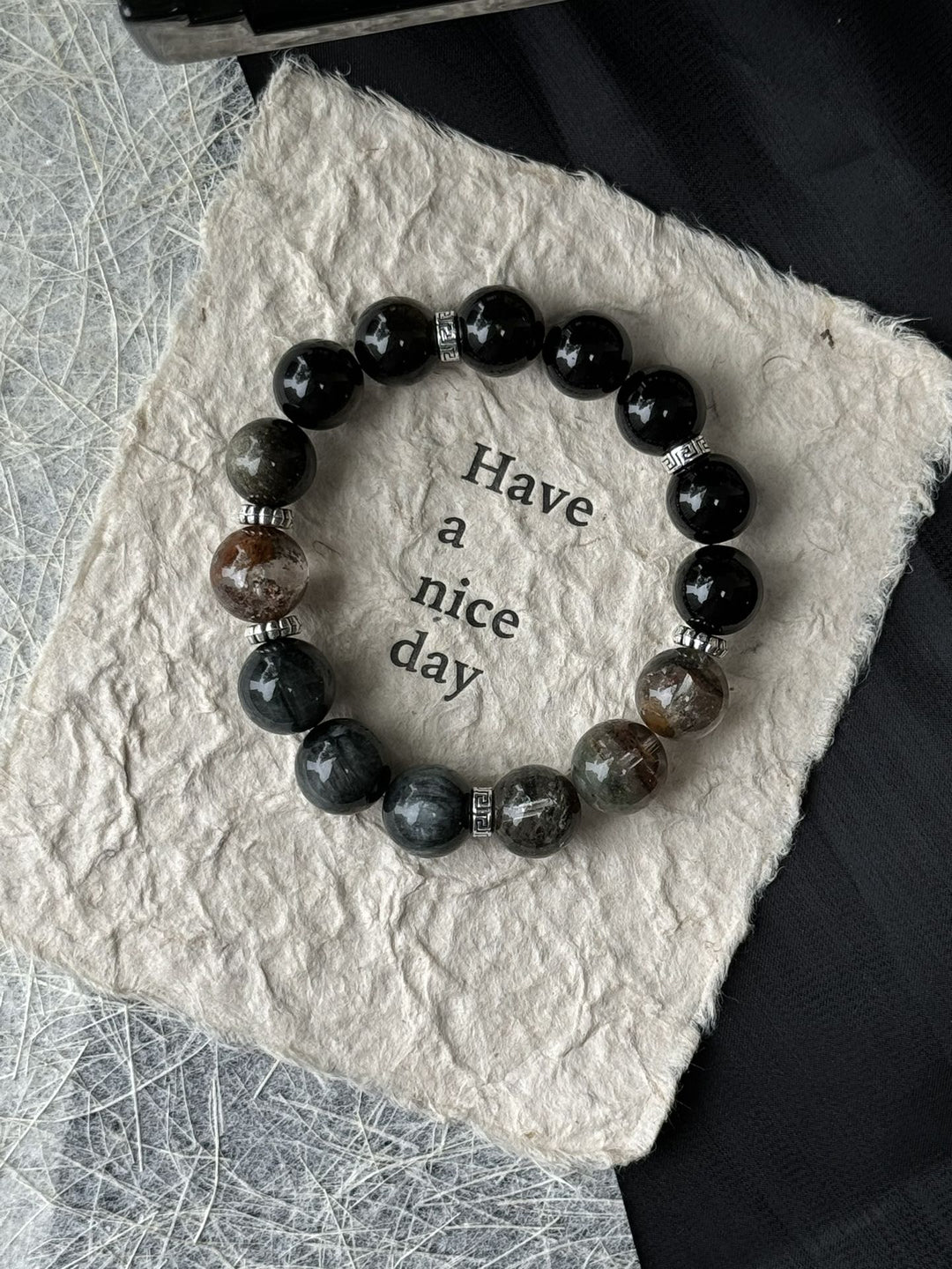 "Four Seasons Phantom Wealth Bracelet" – Golden Obsidian & Hawk’s Eye (12 - 13mm Beads) - GEM Spirit - 109443 - BRACELETS - CRYSTALS - five elements energy