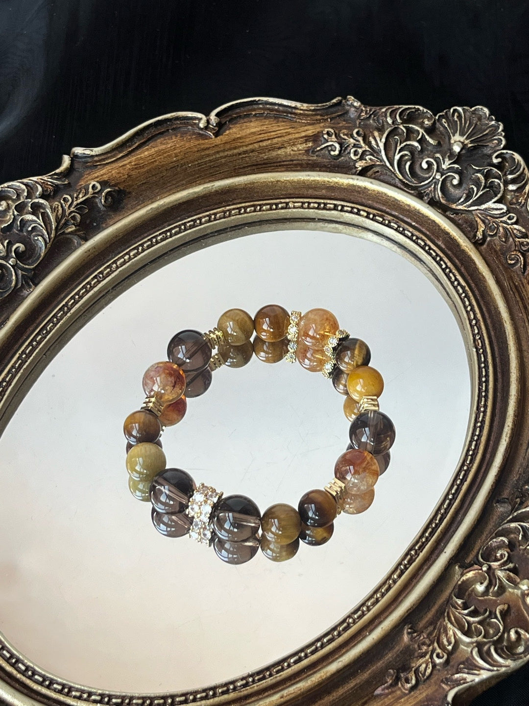 Golden Power Bracelet – Tiger’s Eye, Smoky Quartz & Citrine (10 - 12mm) - GEM Spirit - 110072 - BRACELETS - Citrine - CRYSTALS