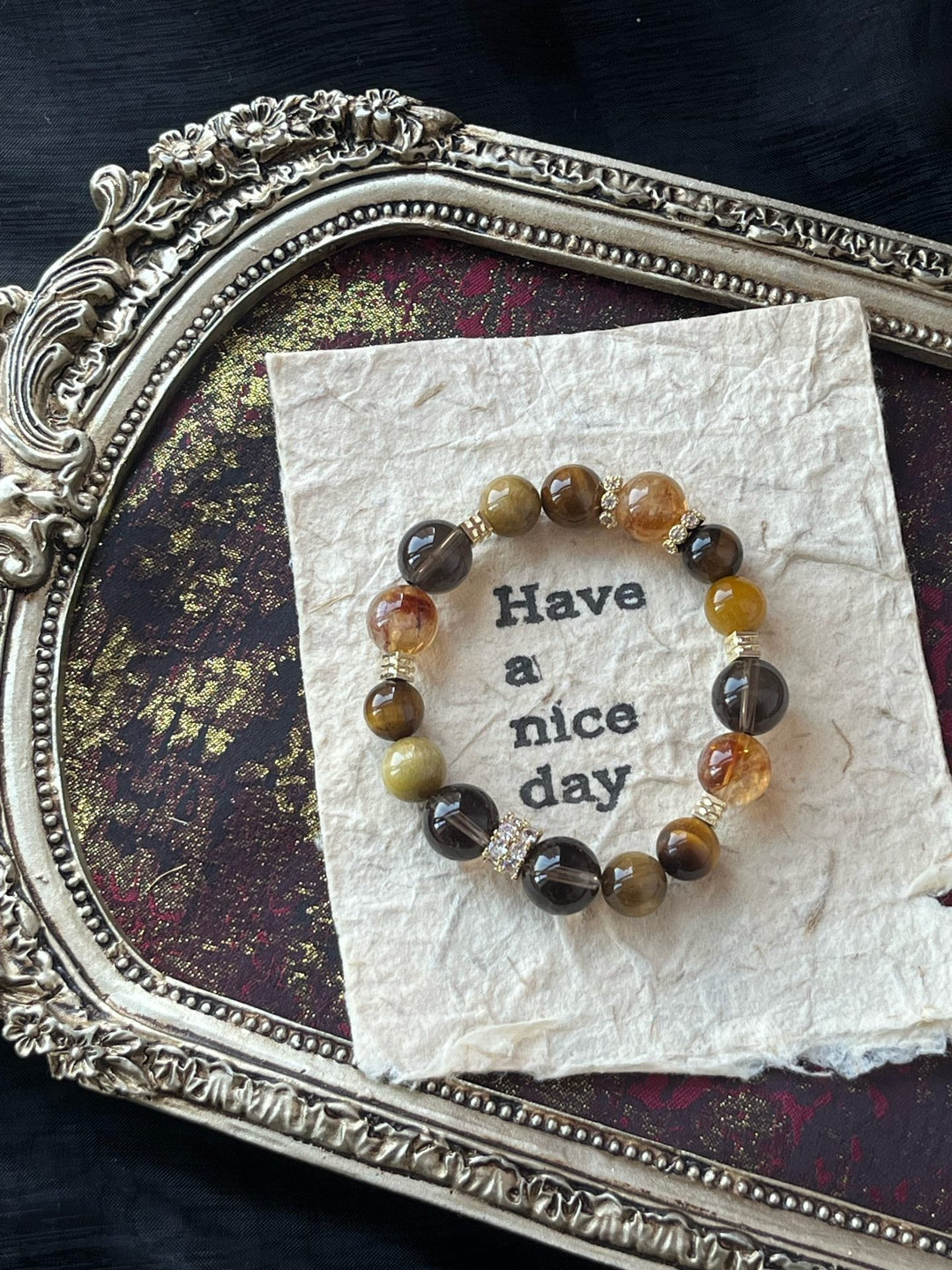 Golden Power Bracelet – Tiger’s Eye, Smoky Quartz & Citrine (10 - 12mm) - GEM Spirit - 110072 - BRACELETS - Citrine - CRYSTALS