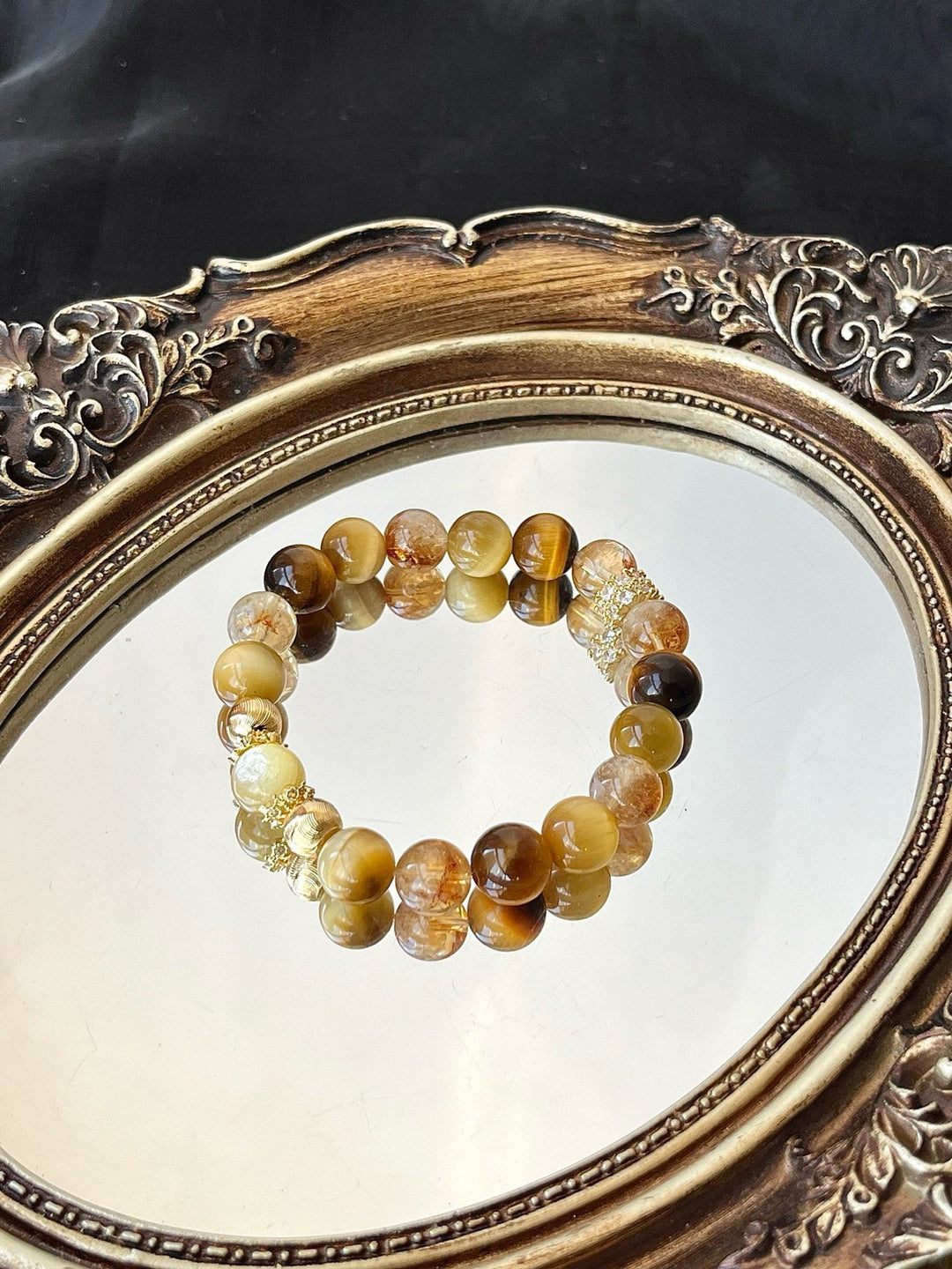 Goldstone Prosperity Bracelet – Citrine, Yellow Tourmaline & Tiger’s Eye(9 - 10mm) - GEM Spirit - 110074 - BRACELETS - Citrine - CRYSTALS