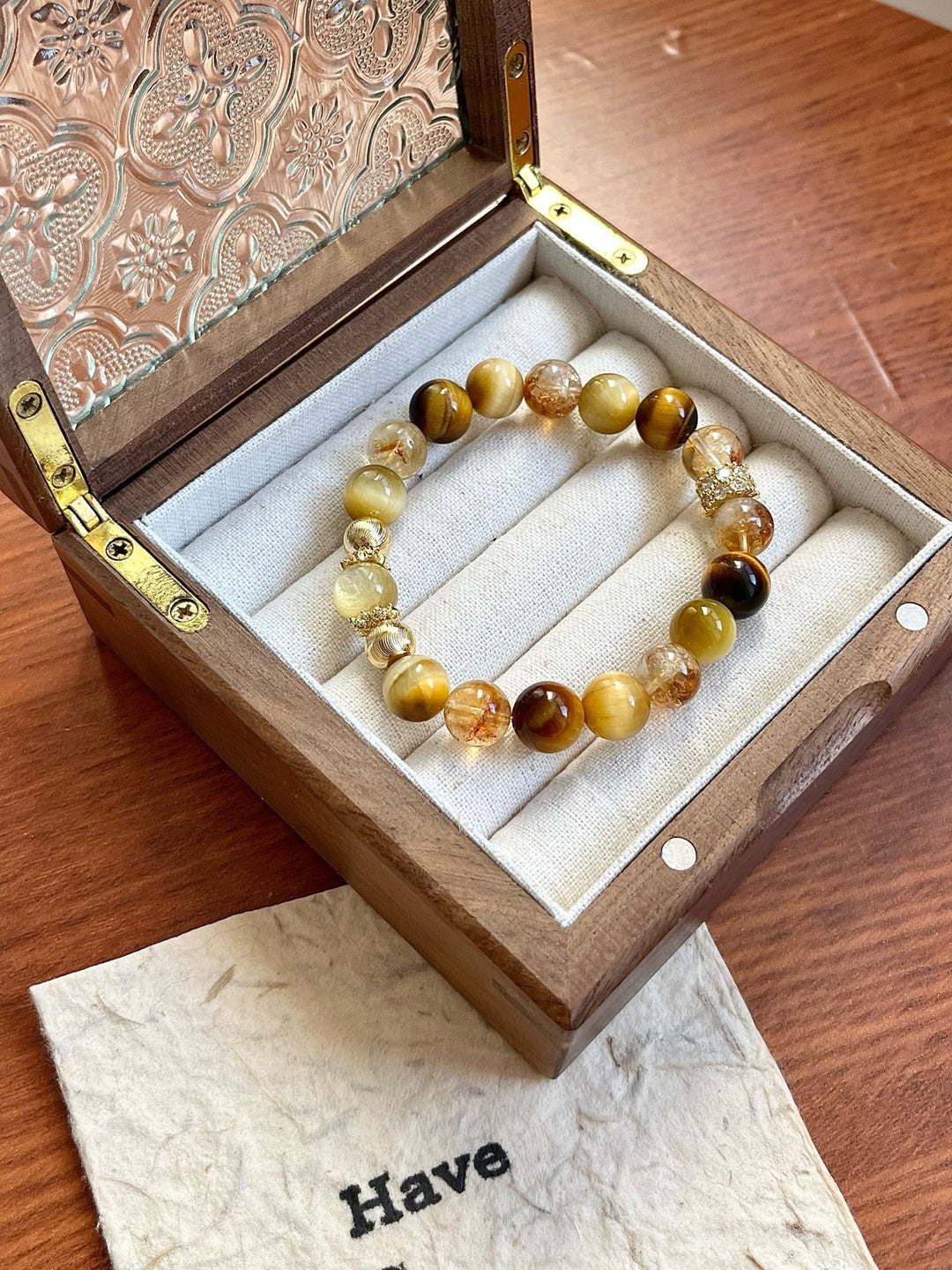 Goldstone Prosperity Bracelet – Citrine, Yellow Tourmaline & Tiger’s Eye(9 - 10mm) - GEM Spirit - 110074 - BRACELETS - Citrine - CRYSTALS