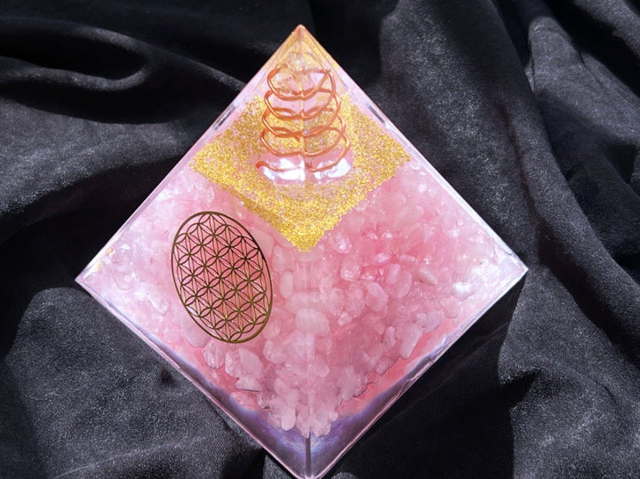 Handcrafted Rose Quartz Energy Pyramid | Love Amplifier · FengShui Harmony - GEM Spirit - sk - 02 - CRYSTALS - Energy Pyramid - Feng Shui & Emotional Balance