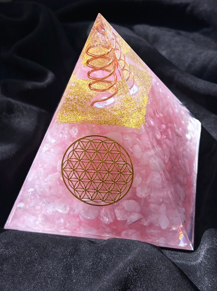 Handcrafted Rose Quartz Energy Pyramid | Love Amplifier · FengShui Harmony - GEM Spirit - sk - 02 - CRYSTALS - Energy Pyramid - Feng Shui & Emotional Balance