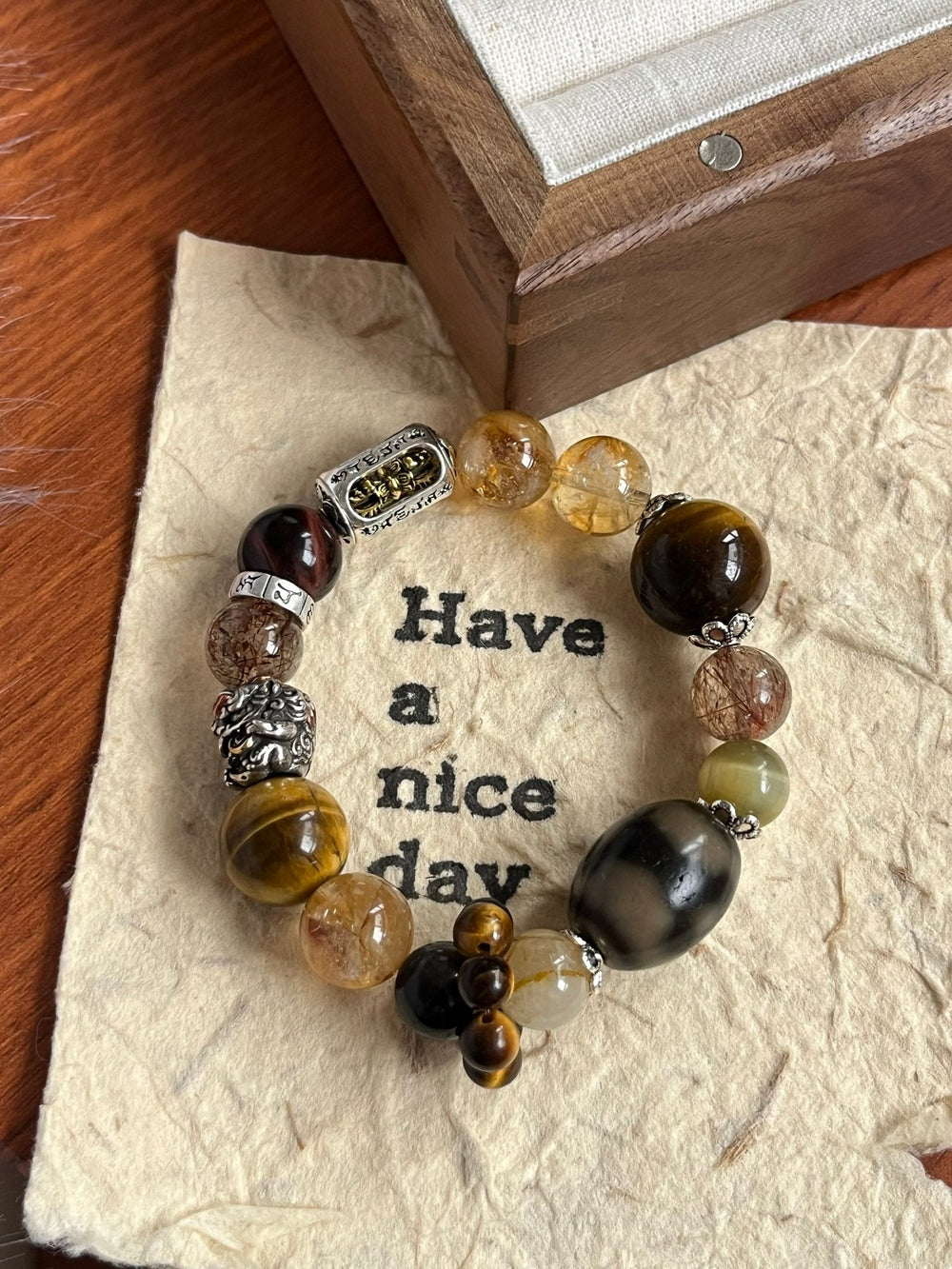 "Limitless Fortune" Wealth Bracelet – Golden Tower Quartz, Tiger’s Eye & Rutilated Quartz - GEM Spirit - 110096 - black gold obsidian - BRACELETS - CRYSTALS