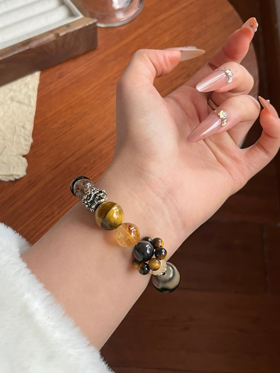 "Limitless Fortune" Wealth Bracelet – Golden Tower Quartz, Tiger’s Eye & Rutilated Quartz - GEM Spirit - 110096 - black gold obsidian - BRACELETS - CRYSTALS