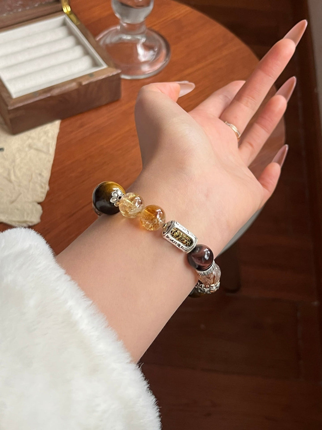 "Limitless Fortune" Wealth Bracelet – Golden Tower Quartz, Tiger’s Eye & Rutilated Quartz - GEM Spirit - 110096 - black gold obsidian - BRACELETS - CRYSTALS