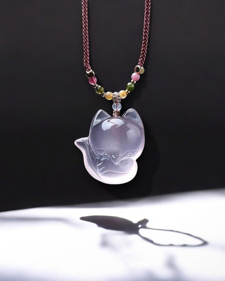 Mystic Love: Rose Quartz Nine - Tailed Fox Pendant - GEM Spirit - BBB069 - Crystal Luxe Collection - CRYSTALS - Love