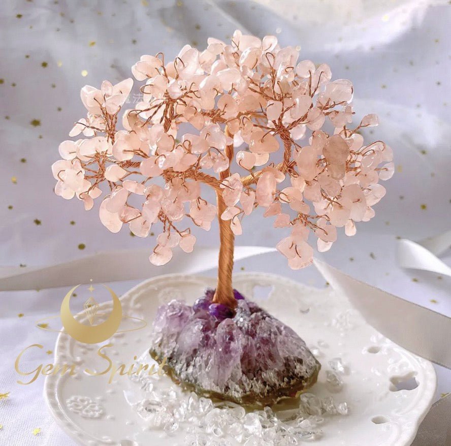 Natural Crystal Tree Decorative Gift Set - GEM Spirit - lc01 - Amethyst - Citrine - Clear Quartz