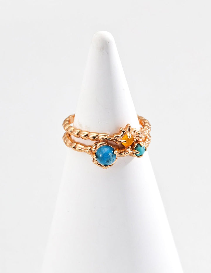 Nature’s Harmony: S925 Silver Turquoise, Yellow Chalcedony & Apatite Ring – Balance & Brilliance - GEM Spirit - J0272 - 2 - apatite - chalcedony - CRYSTALS