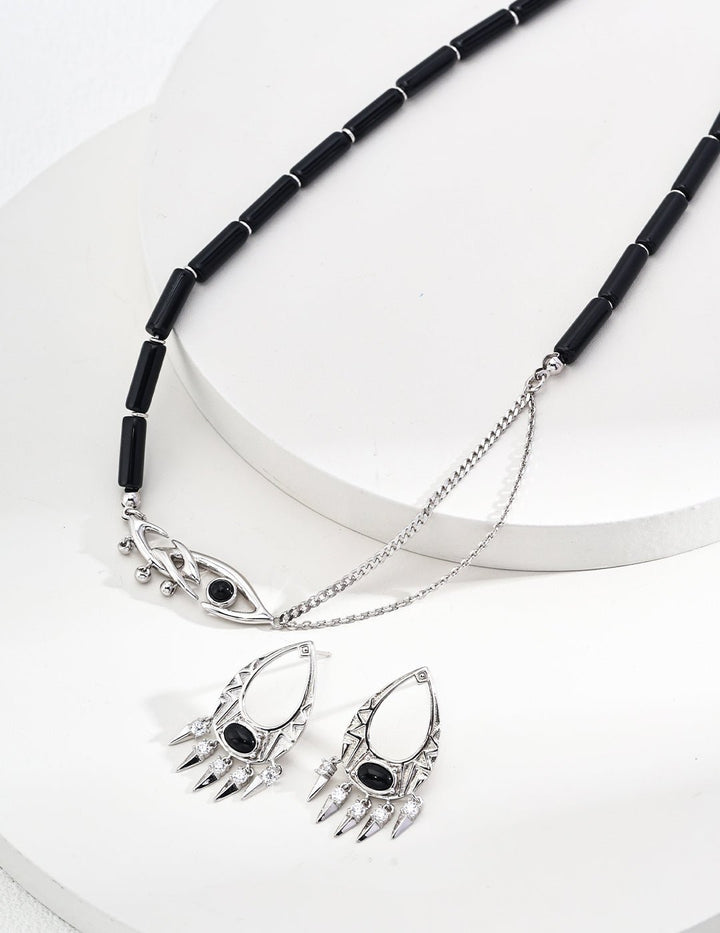 S925 Silver Vintage Black Onyx Necklace – A Symbol of Strength and Elegance - GEM Spirit - D0535 - Black Onyx - CRYSTALS - NECKLACES