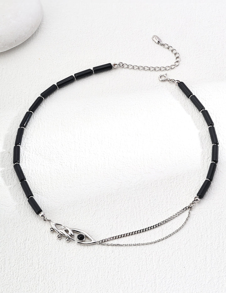 S925 Silver Vintage Black Onyx Necklace – A Symbol of Strength and Elegance - GEM Spirit - D0535 - Black Onyx - CRYSTALS - NECKLACES