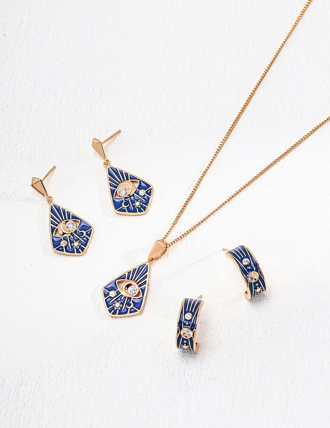 S925 Silver Vintage Blue Enamel and Zircon Drop Earrings – A Celestial Statement of Elegance - GEM Spirit - E01212 - 4 - EARRINGS - Enamel - Spirituality