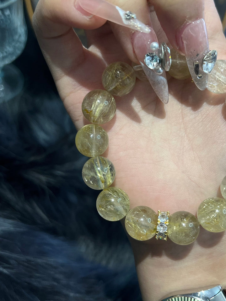 "Supreme Wealth" Gold Rutilated Quartz Bracelet – Power, Prosperity & Success - GEM Spirit - 109081 - BRACELETS - CRYSTALS - five elements energy