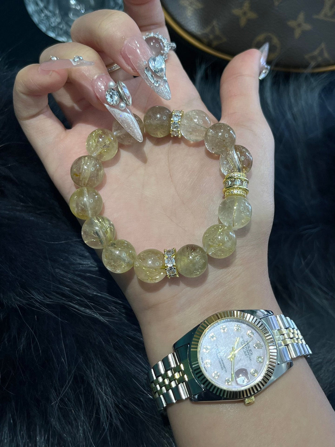 "Supreme Wealth" Gold Rutilated Quartz Bracelet – Power, Prosperity & Success - GEM Spirit - 109081 - BRACELETS - CRYSTALS - five elements energy