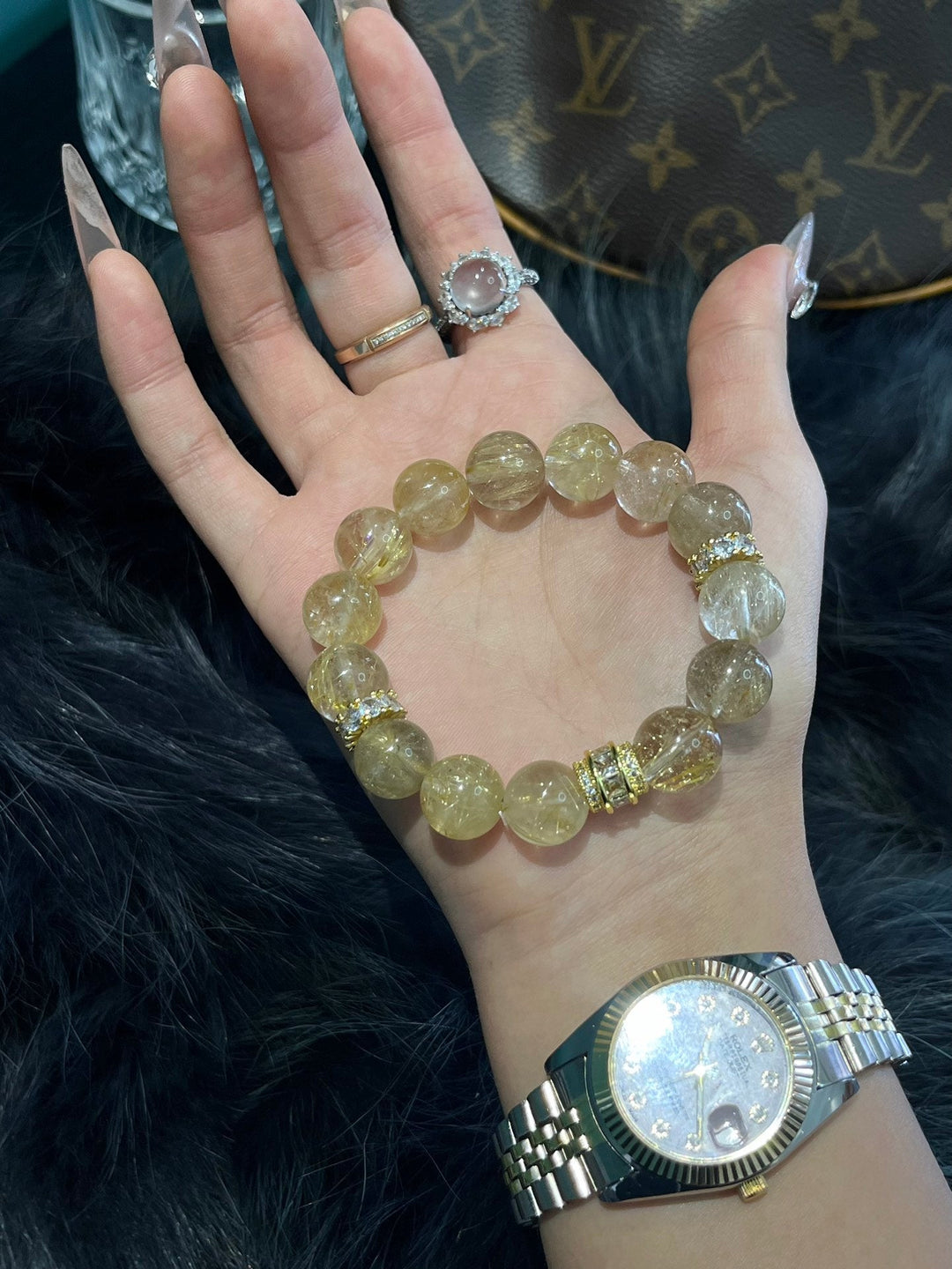 "Supreme Wealth" Gold Rutilated Quartz Bracelet – Power, Prosperity & Success - GEM Spirit - 109081 - BRACELETS - CRYSTALS - five elements energy