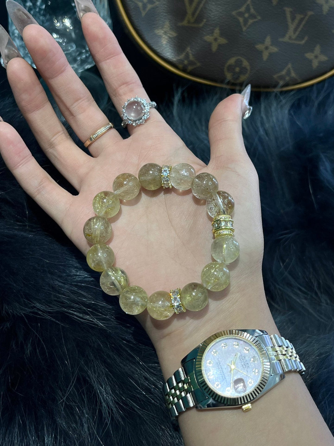 "Supreme Wealth" Gold Rutilated Quartz Bracelet – Power, Prosperity & Success - GEM Spirit - 109081 - BRACELETS - CRYSTALS - five elements energy