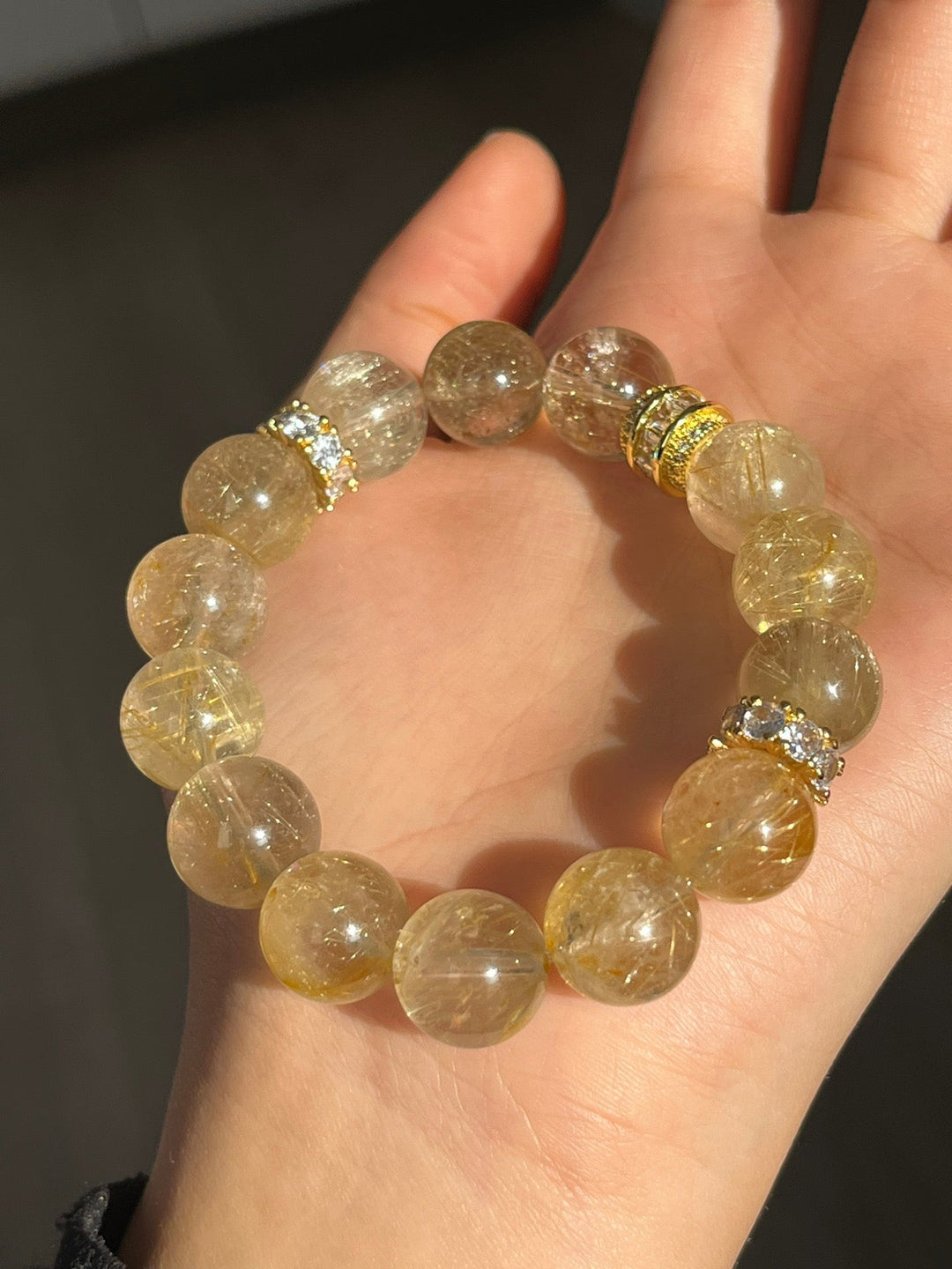 "Supreme Wealth" Gold Rutilated Quartz Bracelet – Power, Prosperity & Success - GEM Spirit - 109081 - BRACELETS - CRYSTALS - five elements energy