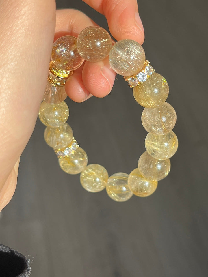 "Supreme Wealth" Gold Rutilated Quartz Bracelet – Power, Prosperity & Success - GEM Spirit - 109081 - BRACELETS - CRYSTALS - five elements energy