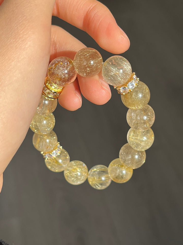 "Supreme Wealth" Gold Rutilated Quartz Bracelet – Power, Prosperity & Success - GEM Spirit - 109081 - BRACELETS - CRYSTALS - five elements energy