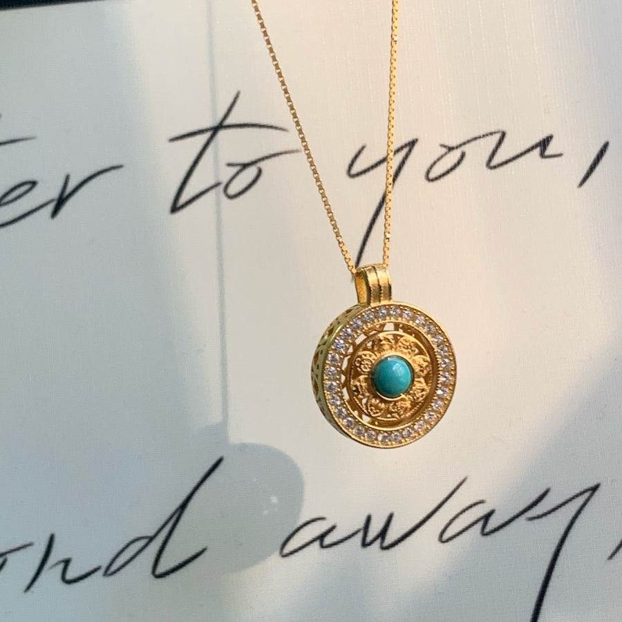 Turquoise Serenity Pendant – Protection, Balance & Timeless Elegance - GEM Spirit - 109963 - CRYSTALS - five elements energy - Five Elements Energy - earth