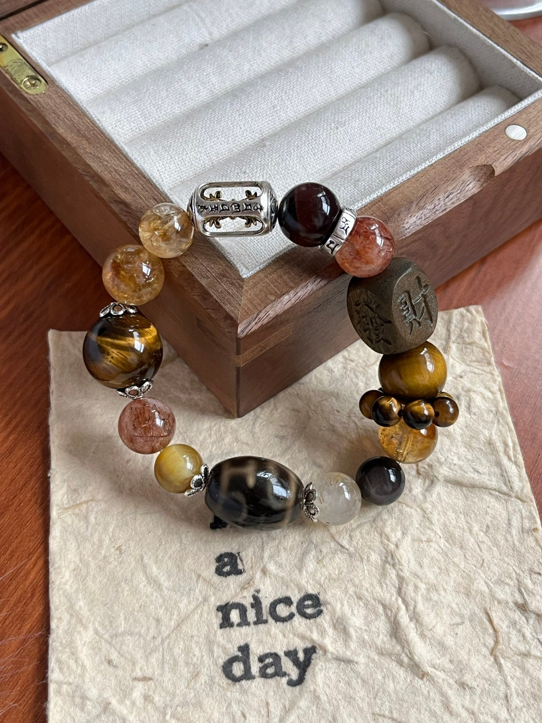 Unstoppable Success: Golden Tower Quartz & Tiger’s Eye Wealth Bracelet - GEM Spirit - 110088 - best seller - black gold obsidian - BRACELETS